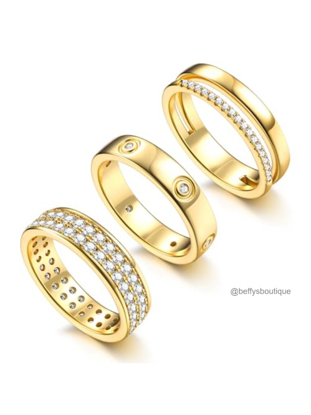 18K Gold Plated Stackable Rings for Women Non Tarnish Set
